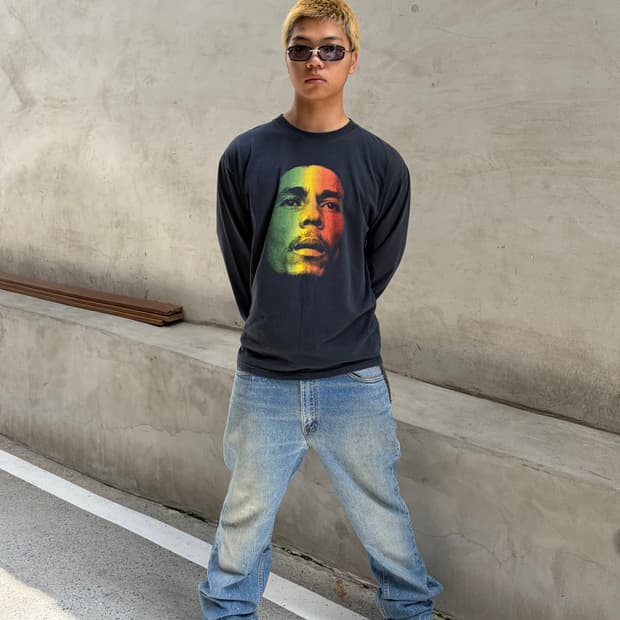 00‘s Bob Marley face print long sleeve