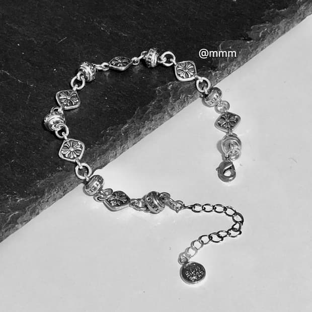 (Unisex) 크로스 크롬 체인 팔찌