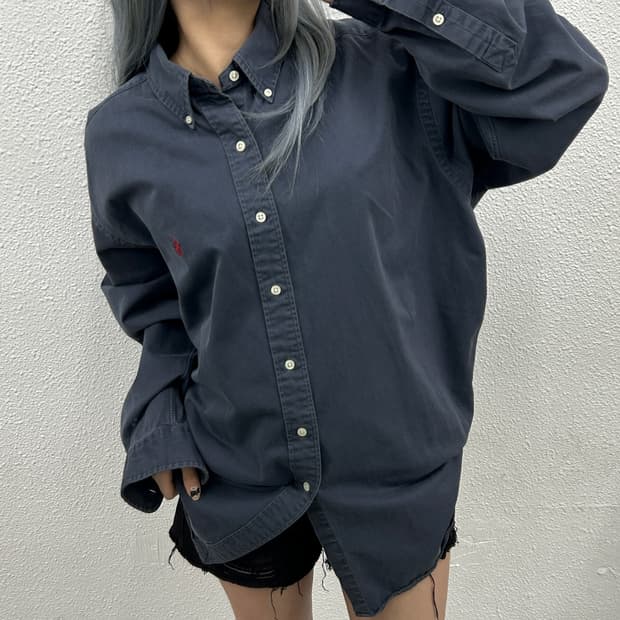 폴로 랄프로렌 레드포니 뮤트블루 코튼셔츠 L