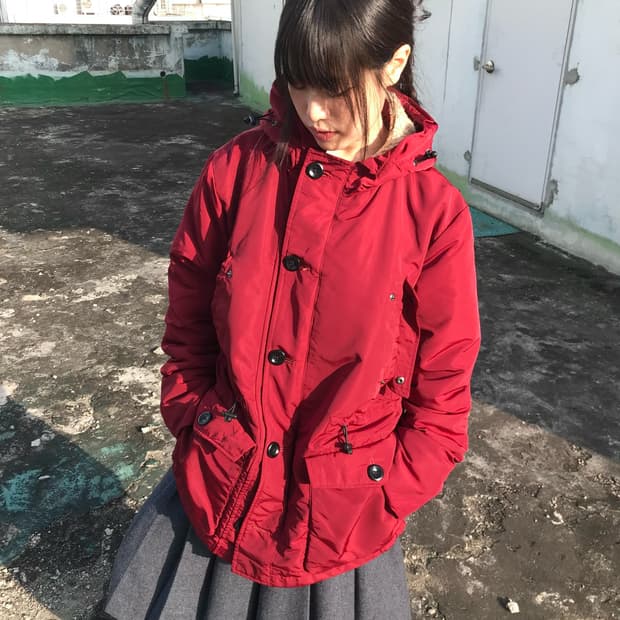 딥 레드 후드파카