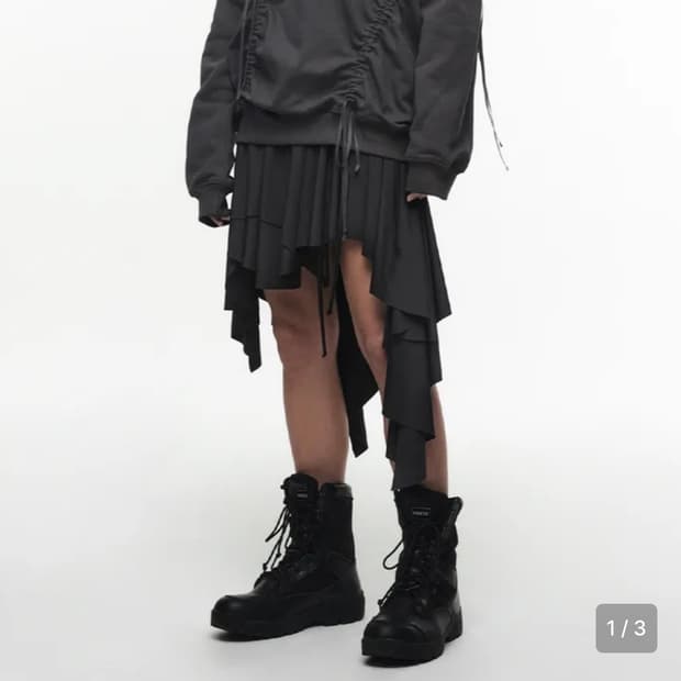 나체 FLOW LAYERED SKIRT CHARCOA