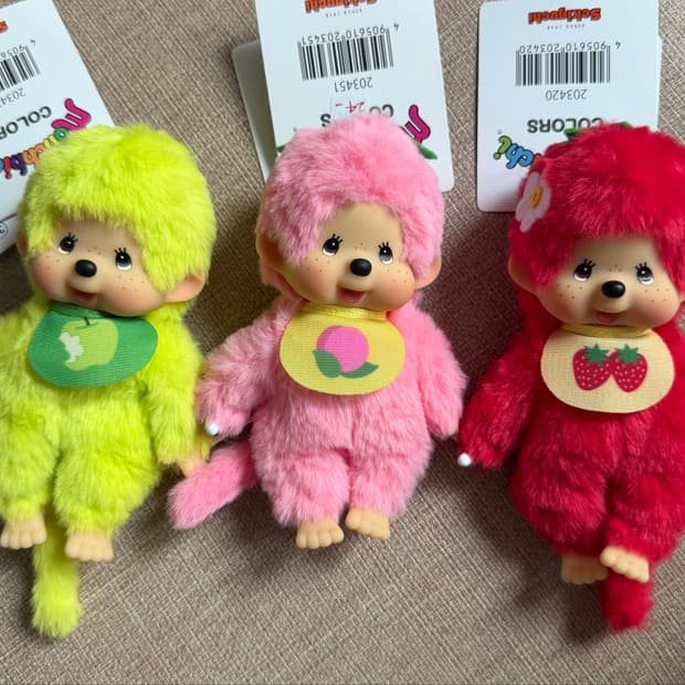 유럽판 몬치치 후르츠 복숭아, 그린 애플(사과), 딸기 인형 새제품