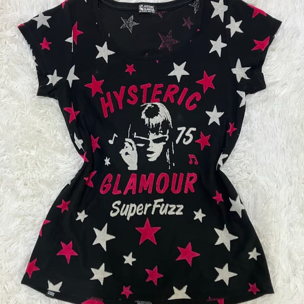 히스테릭 글래머 블랙 스타 반팔 1053 y2k 스트릿 갸루 펑키 일본빈