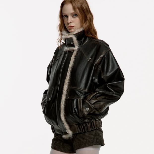 러프넥 워싱 레더 무스탕 m