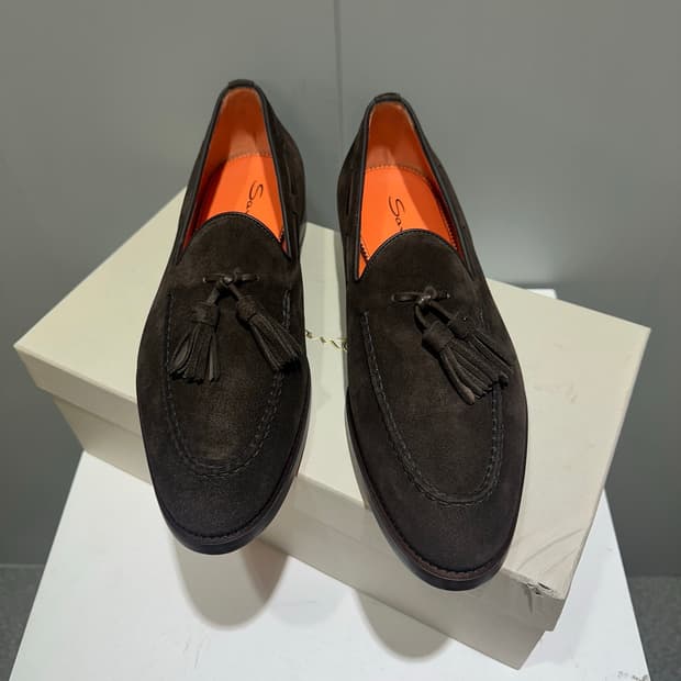 (정품/새상품) SANTONI 산토니 남성 브라운 스웨이드 테슬 로퍼