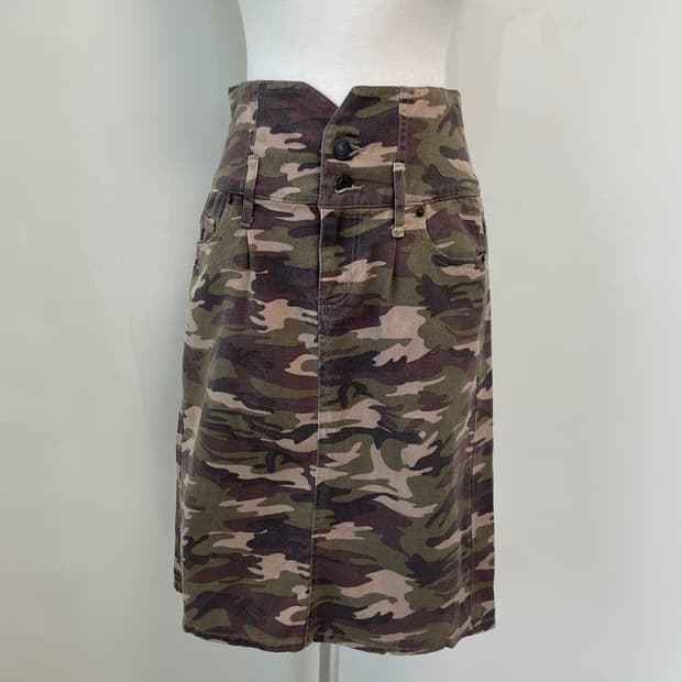 빈티지 밀리터리 카모 스커트 