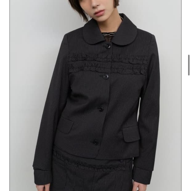 Typeservice Striped Ruffled Strap Jacket