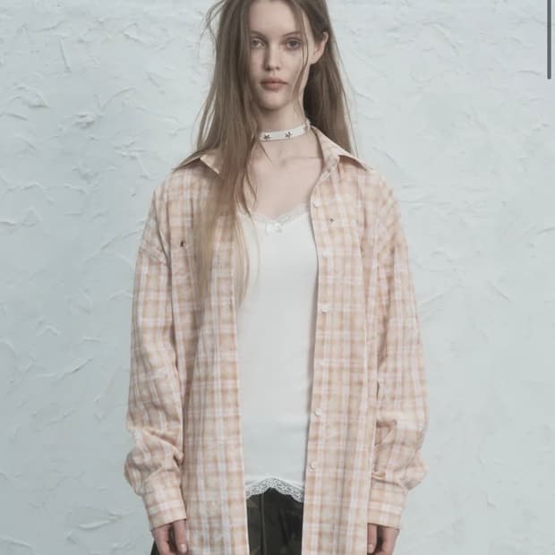셋업이엑스이 eyelet check shirt yellow 구해요!