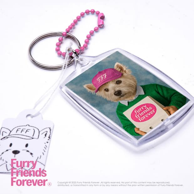 (FFF)시그니처🎀볼캡 강아지 키링 🐕 (pink/green)