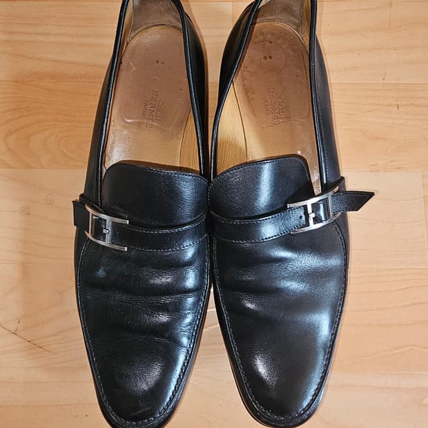 에르메스 블랙 가죽 남성 로퍼 구두