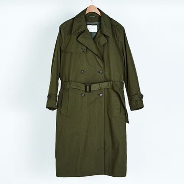 인스턴트펑크 그린 카키 트렌치 코트