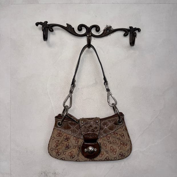 Guess brown logo mini shoulder bag