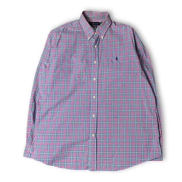 폴로랄프로렌 핑크 그린 퍼플 멀티배색 체크 긴팔 셔츠 클래식핏 XL