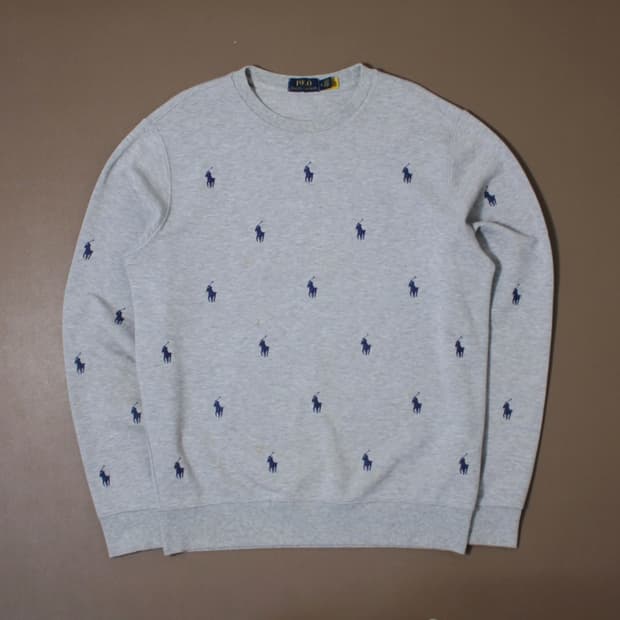 Polo 폴로 랄프로렌 QR신형 올오버 포니 지수 그레이 맨투맨