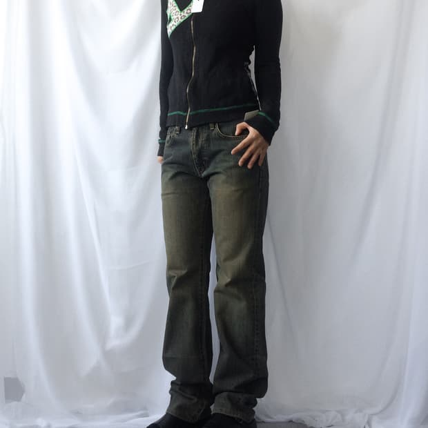 Stitch patch point hood zip up