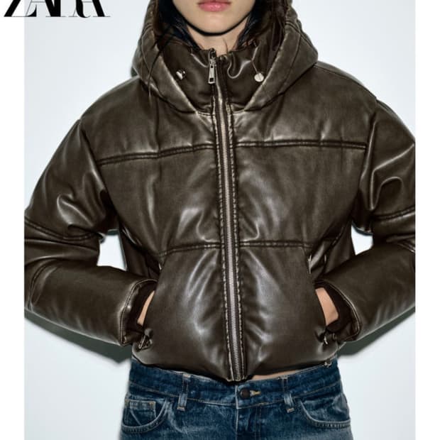 자라 가죽패딩 xs