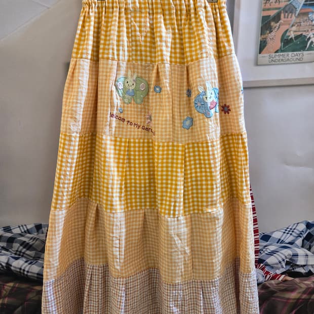 [MADE] 오렌지체크 캉캉 롱 패치스커트🤍