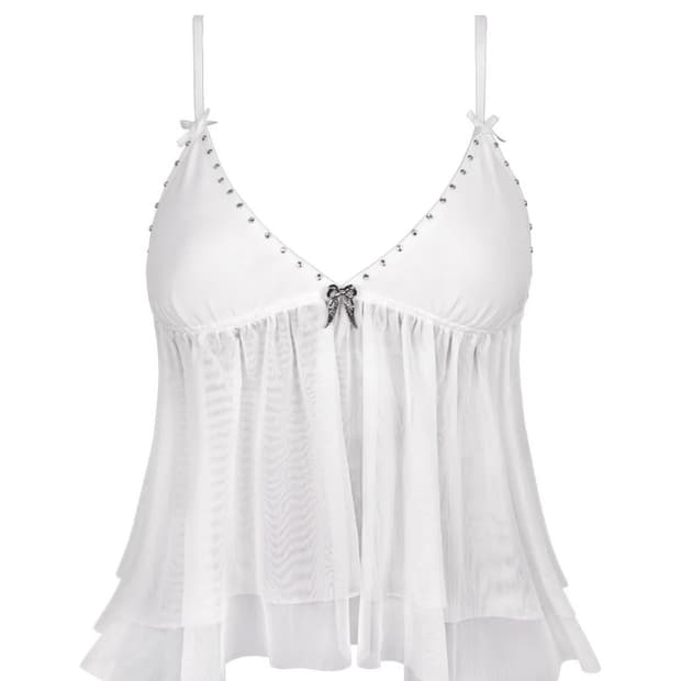 FALLEN SHEER MESH WINGS CAMI TOP WHITE