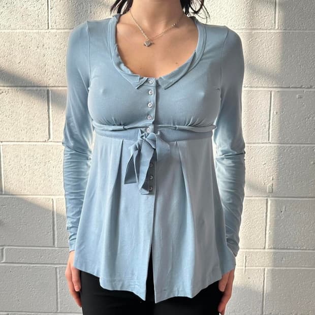 빈티지 cop copine 베이비블루 블라우스