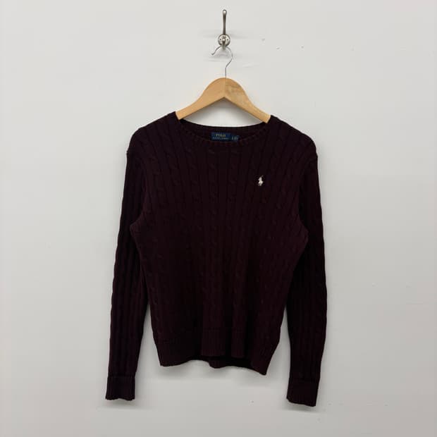 폴로 랄프로렌 케이블 니트 버건디 여/M
