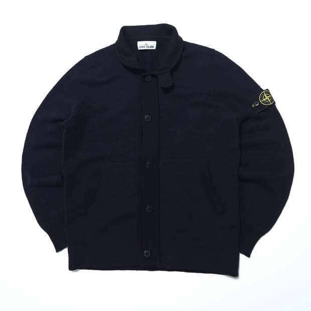 스톤아일랜드 와펜 패치 니트 가디건 네이비