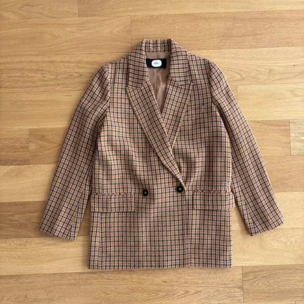 듀엘 울 체크 코트 자켓 55