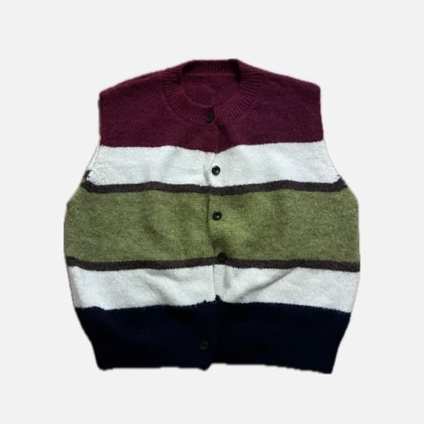 빈티지풍 단추 니트 조끼