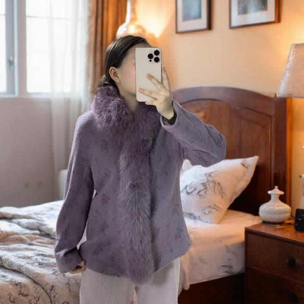 빈티지 여우털 큰카라 캐시미어 코트