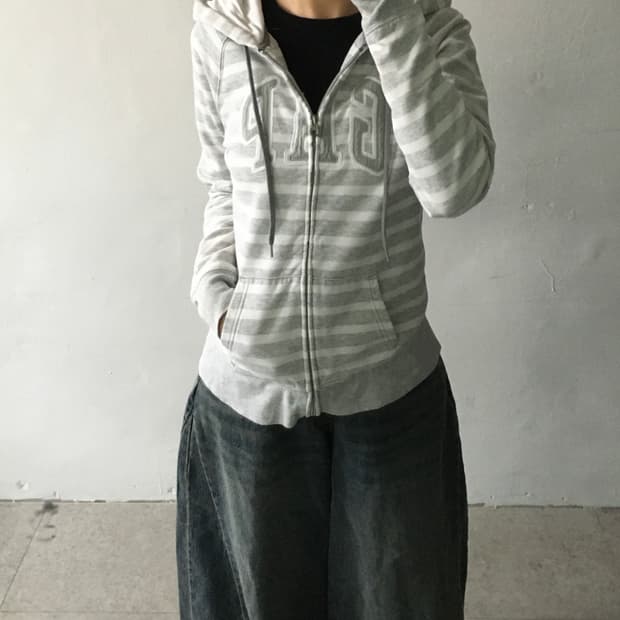 갭 스트라이프 후드집업