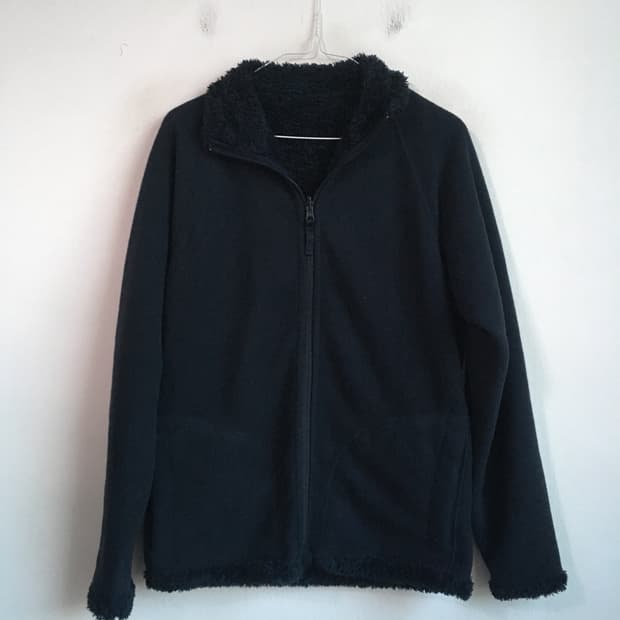 jpn vintage 리버서블 네이비 퍼 후리스 집업