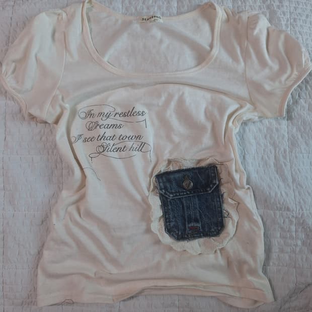 Pocket lettering T 빈티지 일본 커스텀 y2k