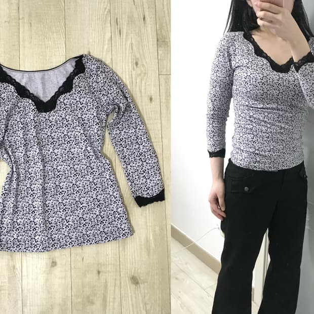 heart lace light purple T jpn