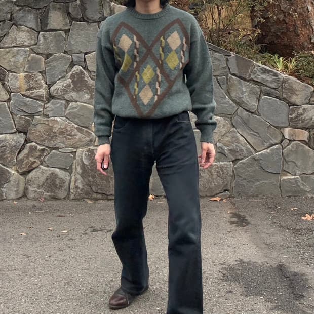 Club Jurdain 아가일 울 스웨터