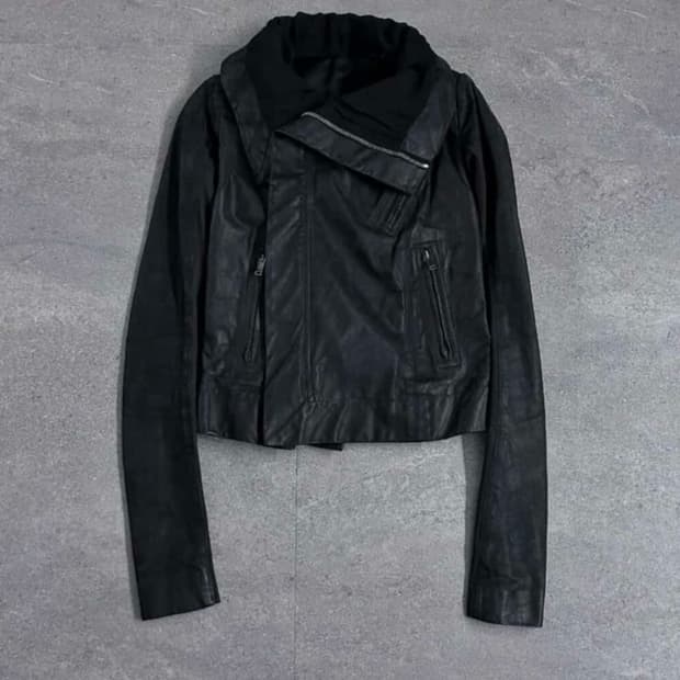 릭오웬스 사선 하이넥 드레이프자켓 38 블랙