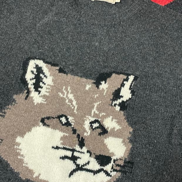 메종키츠네 빅폭스 헤드 풀오버 니트 다크그레이 m