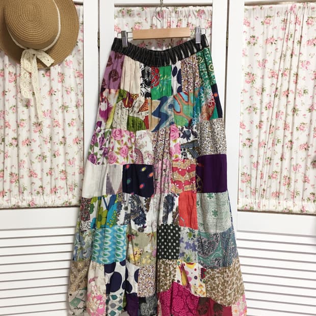 빈티지 히피모리 대장 패치스커트