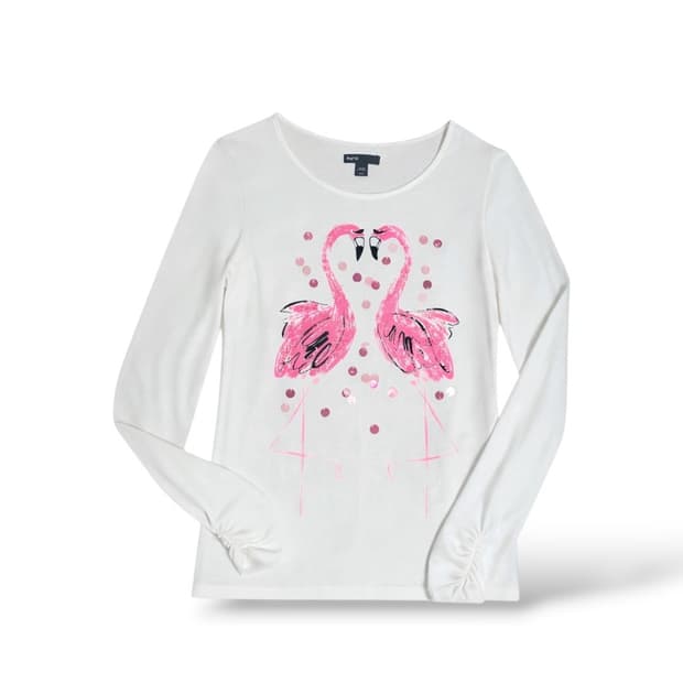 Japanese Vintage 플라밍고 스팽글 슬리브리스