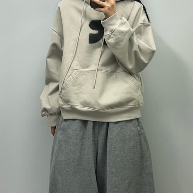 레스트앤레크레이션 빅로고 그레이 후드티