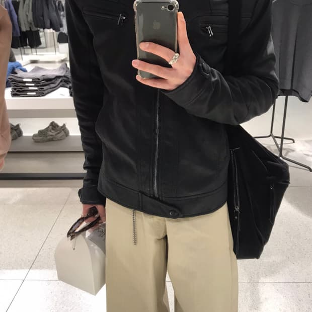 (L)블랙 가죽 레더자켓