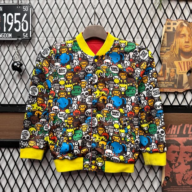 베이프 키즈 마일로 리버시블 바시티자켓 애니멀 사파리 포인트