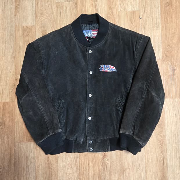 90s 노 피어 스웨이드 가죽 자켓