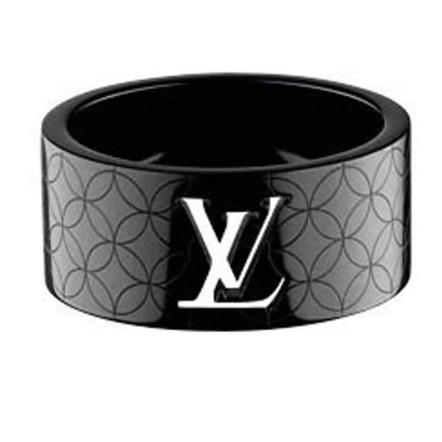 루이비통 샹젤리제 LV 로고 플라워 문양 링 반지 블랙