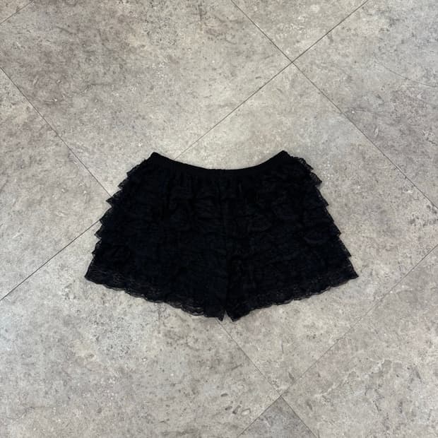 빈티지 블랙 프릴 레이스 숏팬츠 #csz302