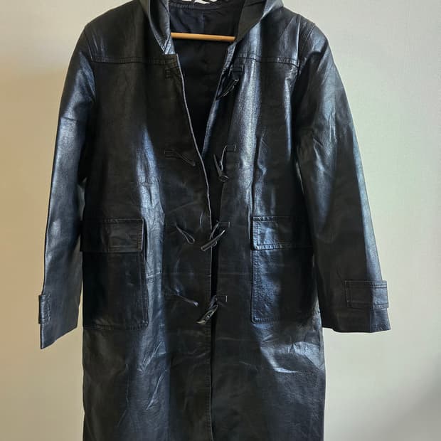 Pigskin Toggle Hood Long Coat