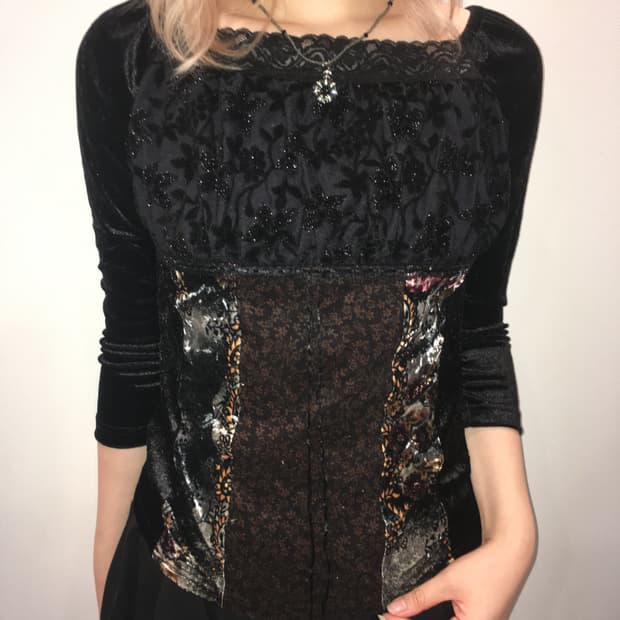 jpn vintage antique velour blouse