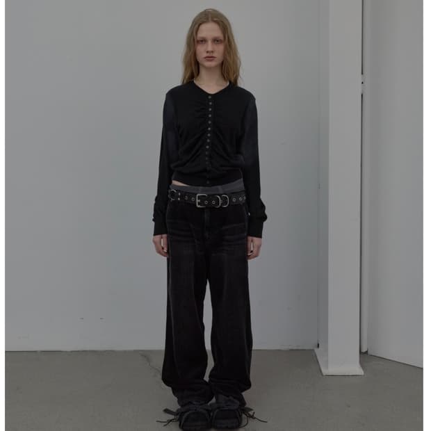 SPRAY WASHED SHIRRING CARDIGAN