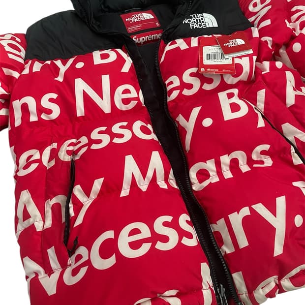 슈프림 노스페이스 15fw 레터링 눕시 레드 슈노