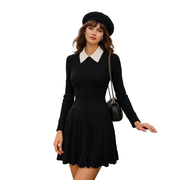 1 SANDRO 산드로 꽈배기 케이블 A라인 니트 원피스