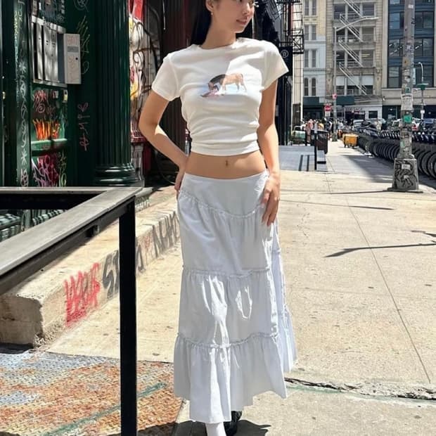 제니치마 글로니 러플 스커트 베이비블루 s