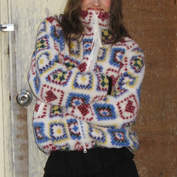 론론 하트 크로셰 패턴 후리스